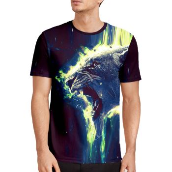 Blue Fashion Leopard Pattern 3D Printed T-Shirto