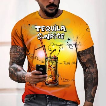 Red Oversize Agave Pattern 3D Printed T-Shirto