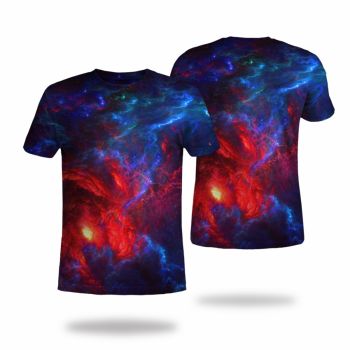 Red Charming Wolf Star Pattern 3D Printed T-Shirto