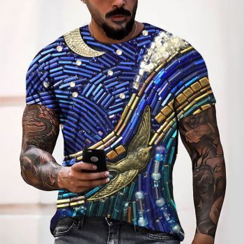 Blue Playful And Lovely Relief Starry Sky Pattern 3D Printed T-Shirto