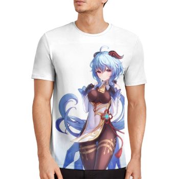White Loose Genshin Impact Gan Yu Pattern 3D Printed T-Shirto