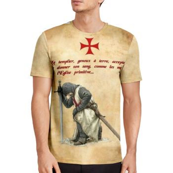 Orange Personality Crosses chevalier Pattern 3D Printed T-Shirto