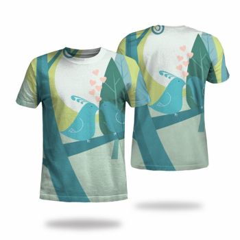 Green Gorgeous And Extraordinary Bird Pattern 3D Printed T-Shirto