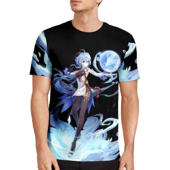 Black Casual And Soft Genshin Impact Gan Yu Pattern 3D Printed T-Shirto