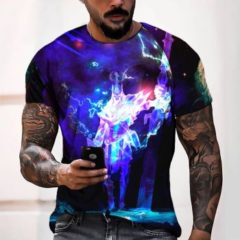 Blue Charming Phantom Pattern 3D Printed T-Shirto