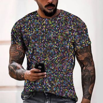 Colorful Classical And Elegant Color Block Combination Pattern 3D Printed T-Shirto