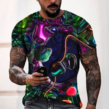 Green Classical And Elegant Pigment Rendering Pattern 3D Printed T-Shirto