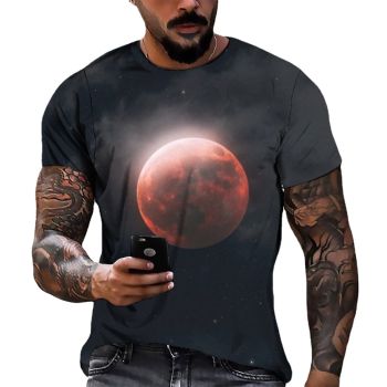 Grey Pretty Moon Pattern 3D Printed T-Shirto