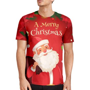 Colorful Vintage Christmas Santa Claus Pattern 3D Printed T-Shirto