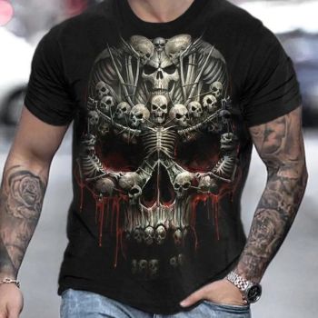 Black VintageSkull Pattern 3D Printed T-Shirto