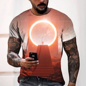 Red Popular Aperture Couple Pattern 3D Printed T-Shirto