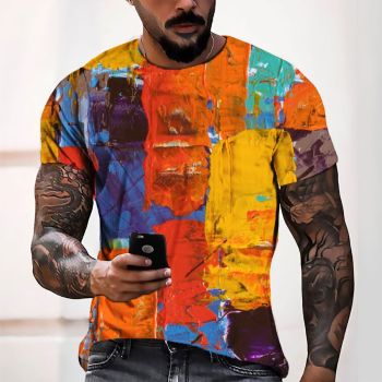 Orange Precious Pigment Rendering Pattern 3D Printed T-Shirto