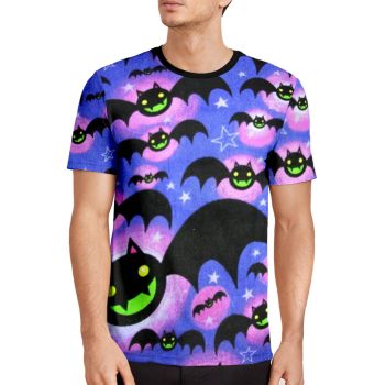 Black Classical And Elegant Halloween Bats Pattern 3D Printed T-Shirto