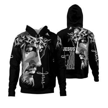  Precious And Cute Black Headshot Alphabet Pattern Jesus Hoodie