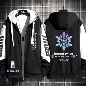 High-Quality Genshin Impact Eula Animer Black Zip-Up Hoodie