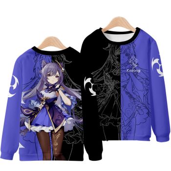 Noble Genshin Impact Anime Keqing Coffee Color Hoodie