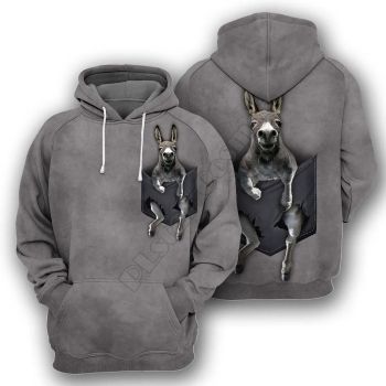 Gorgeous Grey Donkey Pattern Animals Hoodie