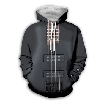 Loose  Black Strings Pattern Music Hoodie