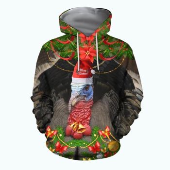 Loose And Fashion Colorful Flower Leaves Pattern Christmas Hoodie