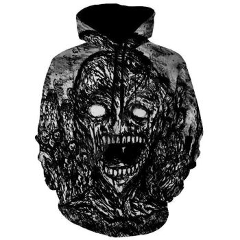 Classical And Elegance Black Skull Pattern Halloween Hoodie