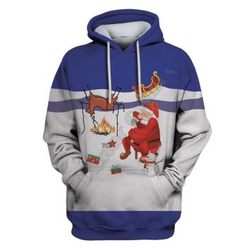  Street Blue Santa Claus Pattern Christmas Hoodie