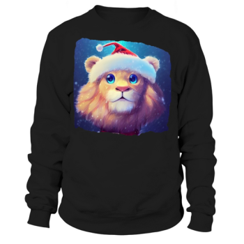 Christmas Cute Lion with Santa Hat Sweatshirt