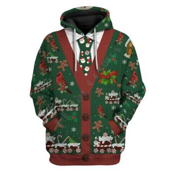  Fashion Green Bird Toy Bear Pattern Christmas Hoodie