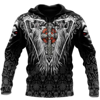 Cute And Loose Black Skull Pattern Skull Hoodie