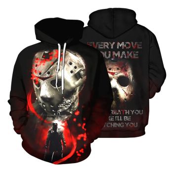  Vintage  Black Red Horror Skull Pattern Halloween Hoodie