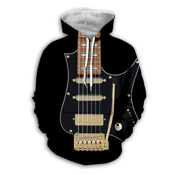 Vintage  Black Strings Pattern Strings Hoodie