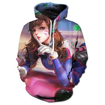 Overwatch Hoodie &#8211; D.Va 3D Print Hooded Pullover Sweatshirt