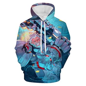 Overwatch Hoodie &#8211; Reinhardt 3D Print Blue Hooded Pullover Sweatshirt
