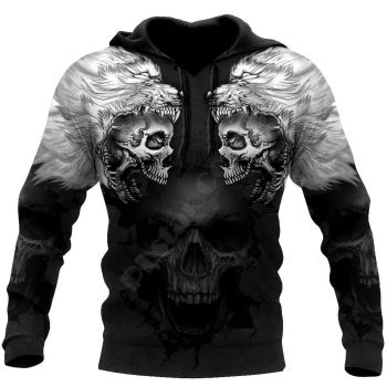 Loose Black Skull Pattern Skull Hoodie