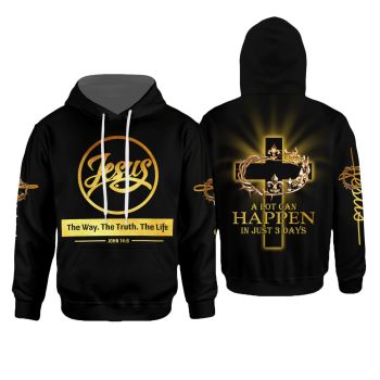  Loose And Gorgeous Black Crosses Pattern Jesus Hoodie