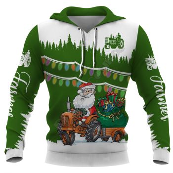 Gorgeous Green Santa Claus Truck Pattern Christmas Hoodie
