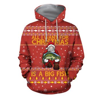 Street Style Red Santa Claus Pattern Christmas Hoodie