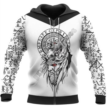 Loose And Gorgeous Black White Skull Pattern Tattoos Hoodie