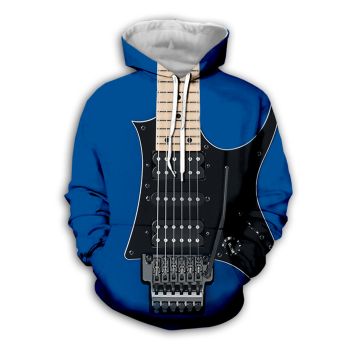 Oversize Blue Strings Pattern Music Hoodie