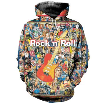 Cute And Loose Colorful Guitar Pattern Music Hoodie