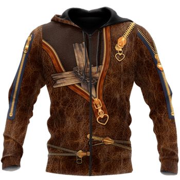  Street Style Brown Crosses Pattern Jesus Zip-Up Hoodie