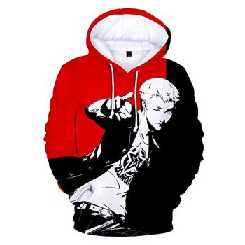 Persona 5 Hoodies &#8211; P5 3D Full Print Ryuji Sakamoto Red and Black Pullover Hoodie