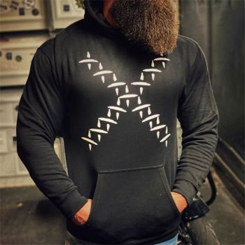 Loose And Gorgeous Black Alphabet Pattern Alphabet Hoodie