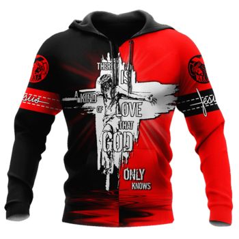  Elegance Black Red Crosses Pattern Jesus Hoodie
