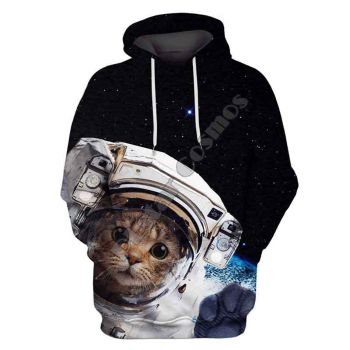 Vintage  And Loose Black Cat Pattern Human Face Hoodie