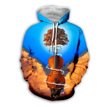 Elegance Blue Brown Guitar Pattern Music Hoodie