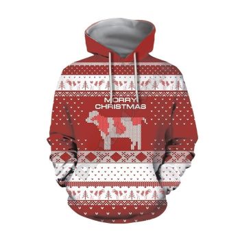 Precious And Cute Red Snow Tree Love Pattern Christmas Hoodie