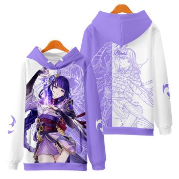 Comfortable Genshin Impact Anime Game Raiden Orange Hoodie
