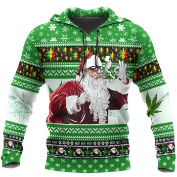 Classical  Green  Santa Claus Pattern Christmas Hoodie