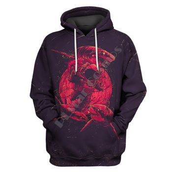 Popular Red Purple Fish Pattern Astronauts Hoodie