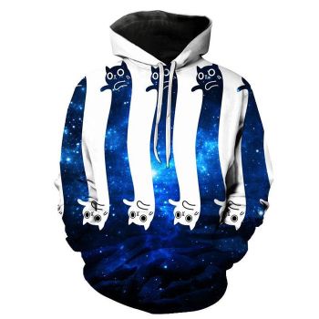 Blue Space Cat 3D Sweatshirt Hoodie Pullover